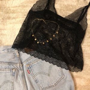 Sheer black lace cami